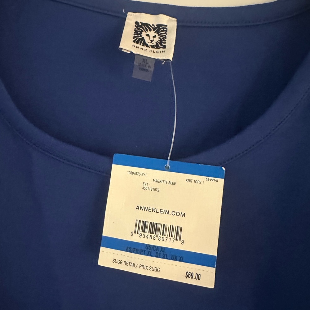 Anne Klein Magritte Blue Women's Crewneck Knit Top